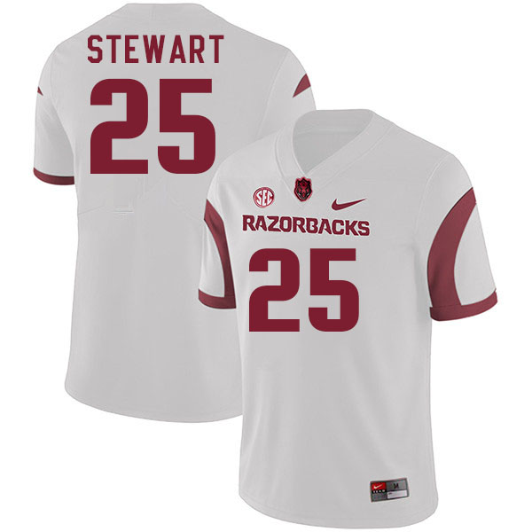 Men #25 Kee'yon Stewart Arkansas Razorback College Football Jerseys Stitched Sale-White - Click Image to Close